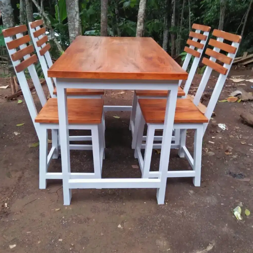Jual set meja kursi resto kayu