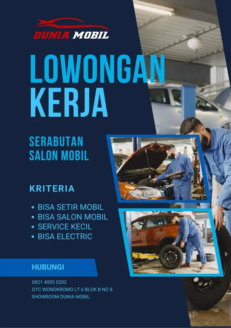 Lowongan Kerja Supir Serabutan Salon Mobil Service Mobil Showroom