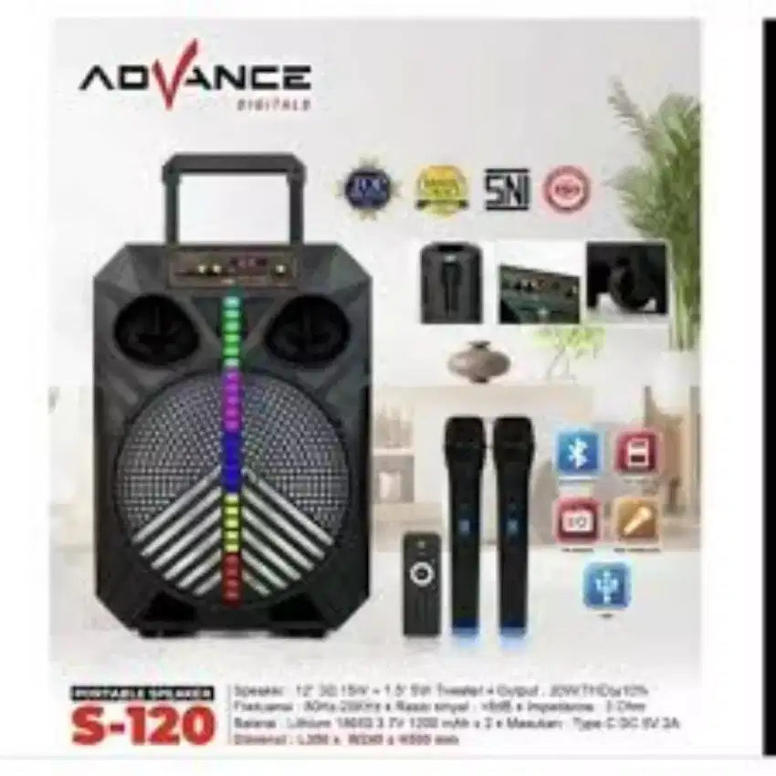 Outdoor, indoor speaker, 12in +2mic wireless