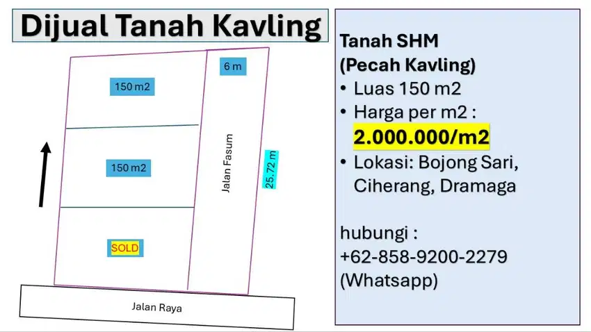 Tanah Kavling Murah Pinggir Jalan - Bojong Sari Ciherang Dramaga Bogor