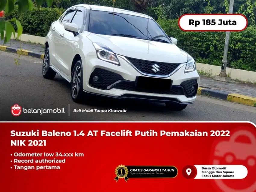 [ LOW KM ] Suzuki Baleno 1.4 AT Facelift Putih 2021/2022