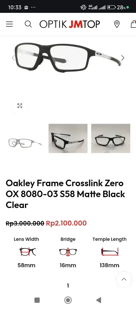 Oakley Crosslink zero OX8080 original lengkap + nota pembelian ada