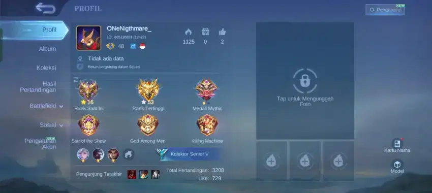 Jual akun mobile legend