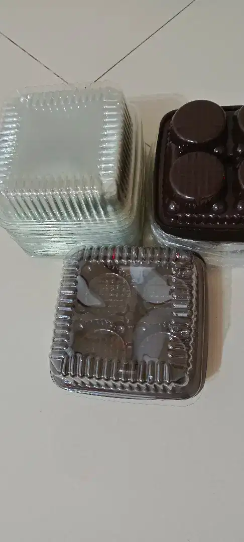 Kotak mika muffin/eggtart model 4 cakes