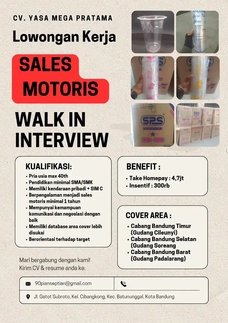 Loker Sales Motoris Cup Plastik