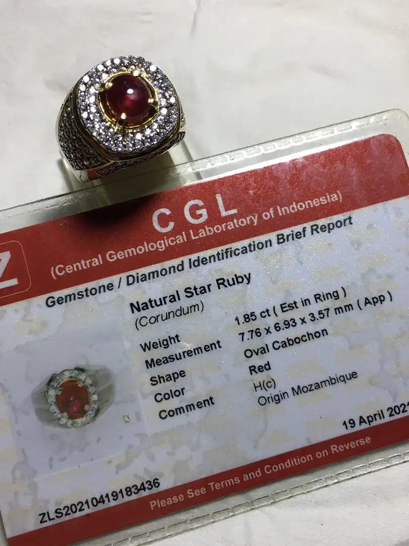 Natural Ruby Corundum Ring Perak Micro Setting