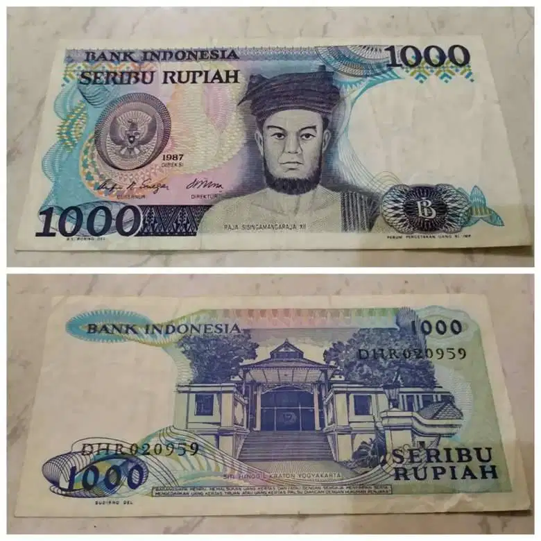 Uang Lama Kertas Rp.1000 , Raja Sisingamangaraja Xii , tahun 1987