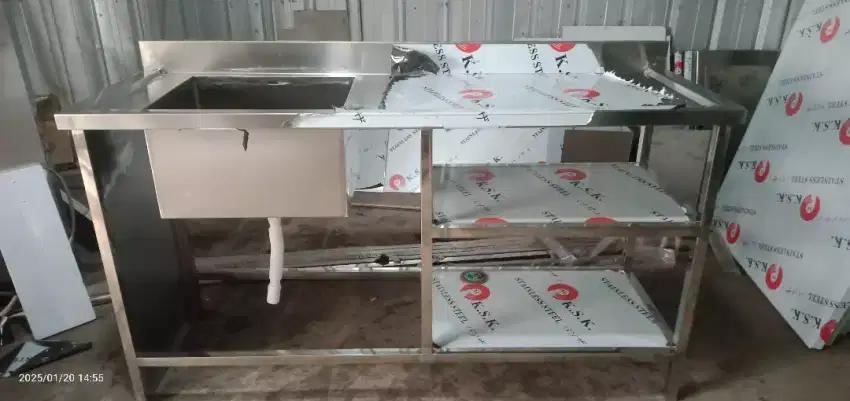 Meja Sink 2 Rak Stainless steel