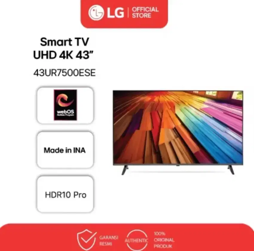 Smart tv LG 43UR7500ESE 4K UHD Garansi 1th