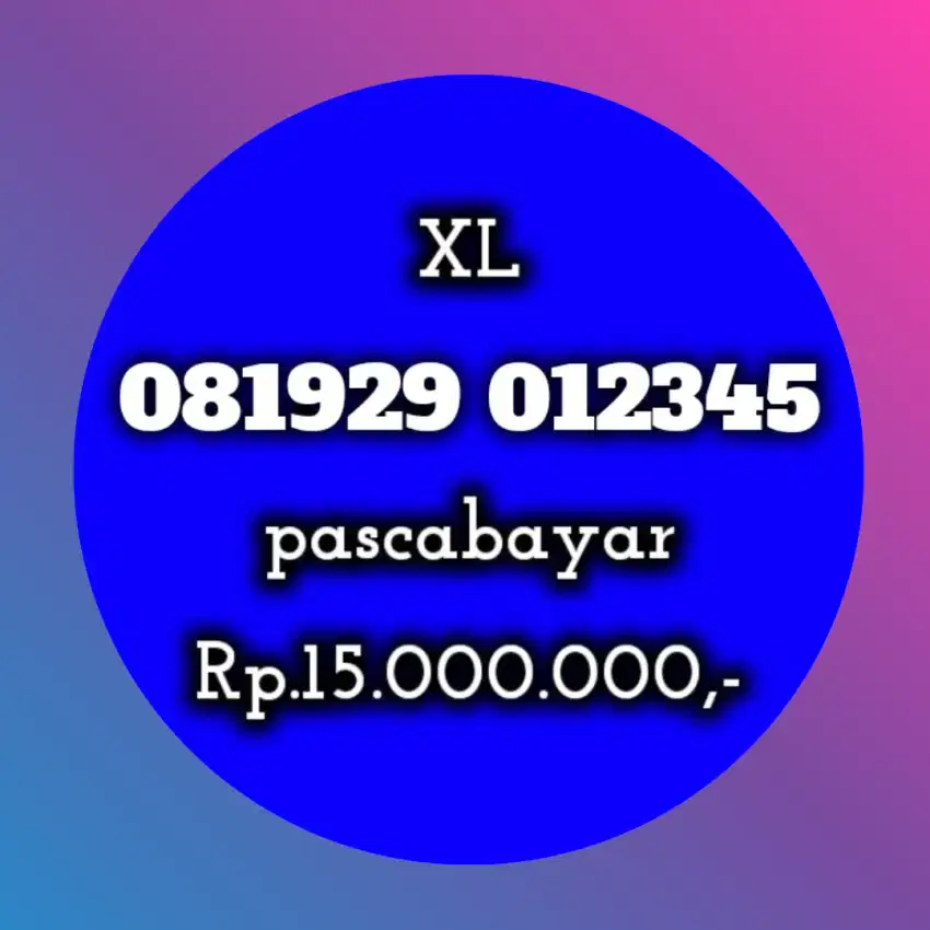 nomor cantik koleksi xl 012345