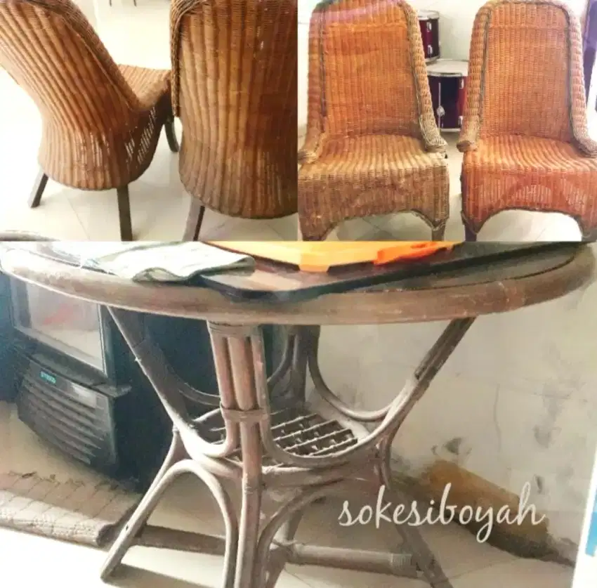 SET MEJA DAN KURSI ROTAN