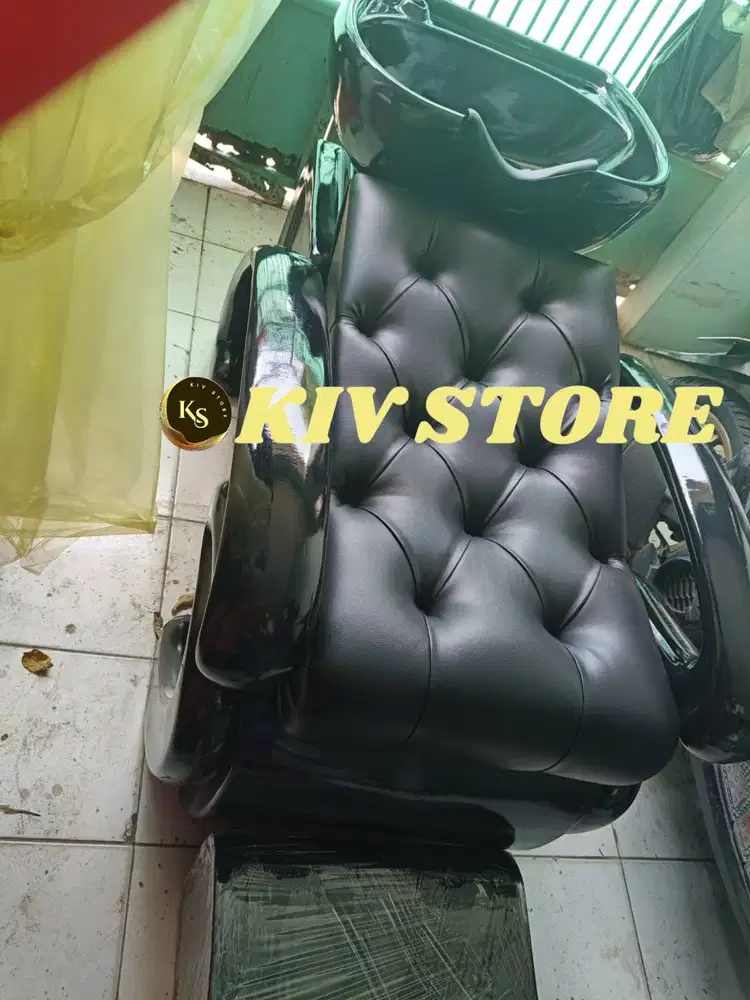 kursi keramas salon, bangku keramas full hitam