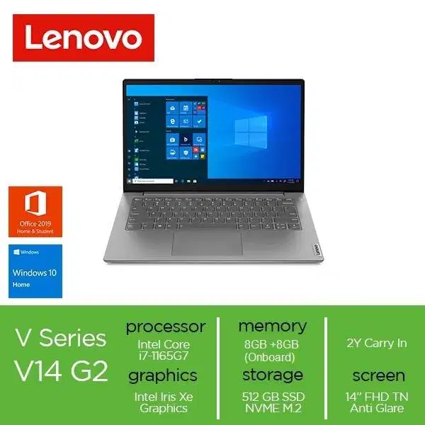 Lenovo V14 G2 ITL BCID Core i7-1165G7 16GB 512SSD Iris Xe W10 OHS19