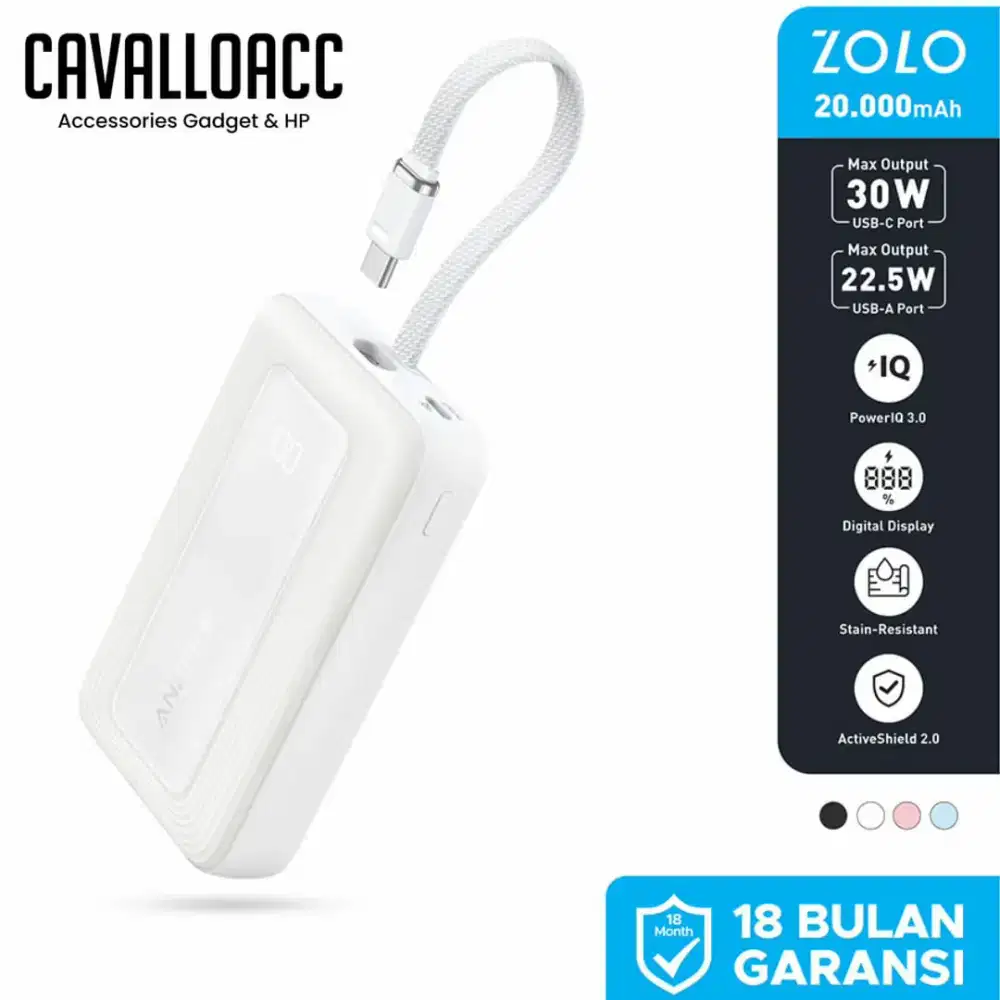 POWER BANK ANKER ZOLO 20000MAH 30W | GARANSI 18BLN | @CAVALLOACC