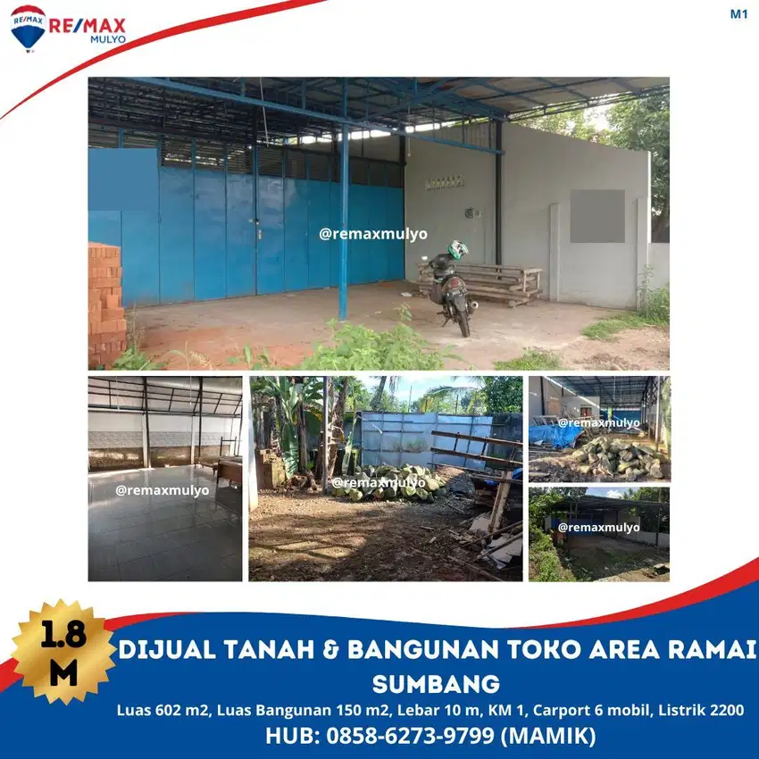 DIJUAL TANAH & BANGUNAN TOKO AREA RAMAI