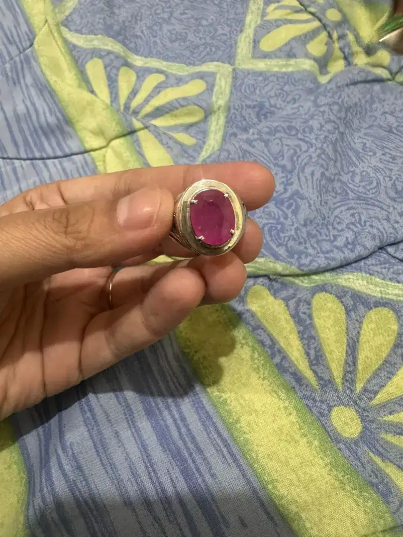 Cincin perak asli batu Ruby