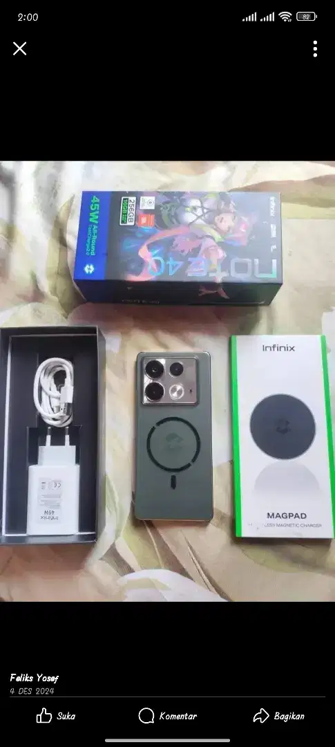 Jual charger hp infinix note 40 dari bawaan kotak nya (45 watt)
