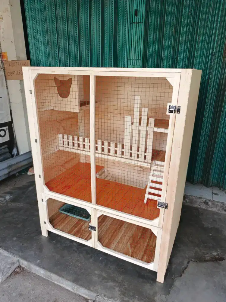 PRE ORDER Kandang Kucing Kayu Tingkat Kandang Hias 3 Lantai