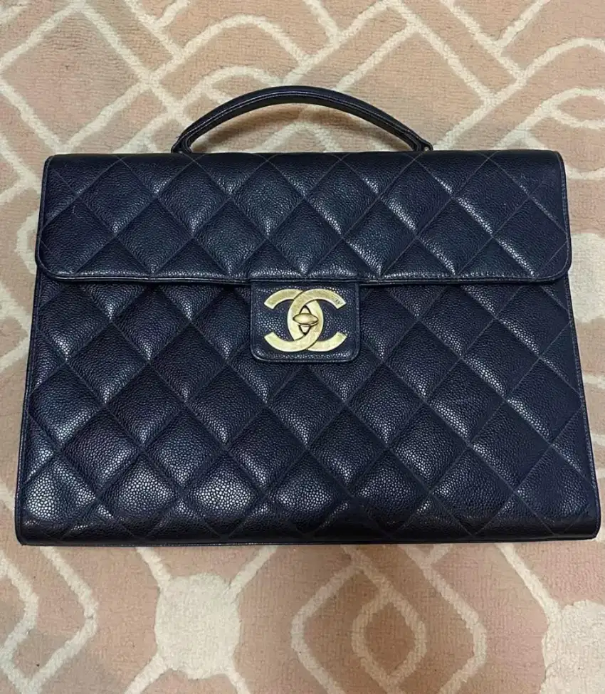 Chanel vintage black caviar briefcase