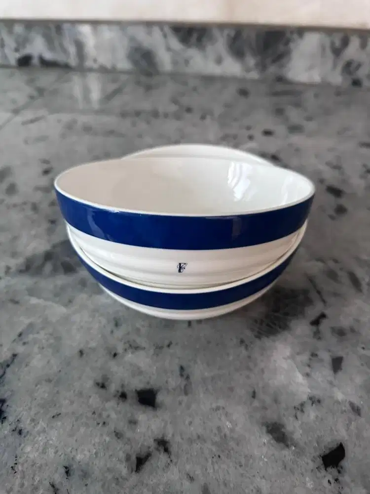 Mangkok Cereal Putih/Biru