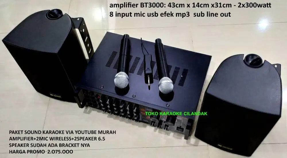 PAKET SOUND KARAOKE VIA YOUTUBE MURAH amplifier BT3000