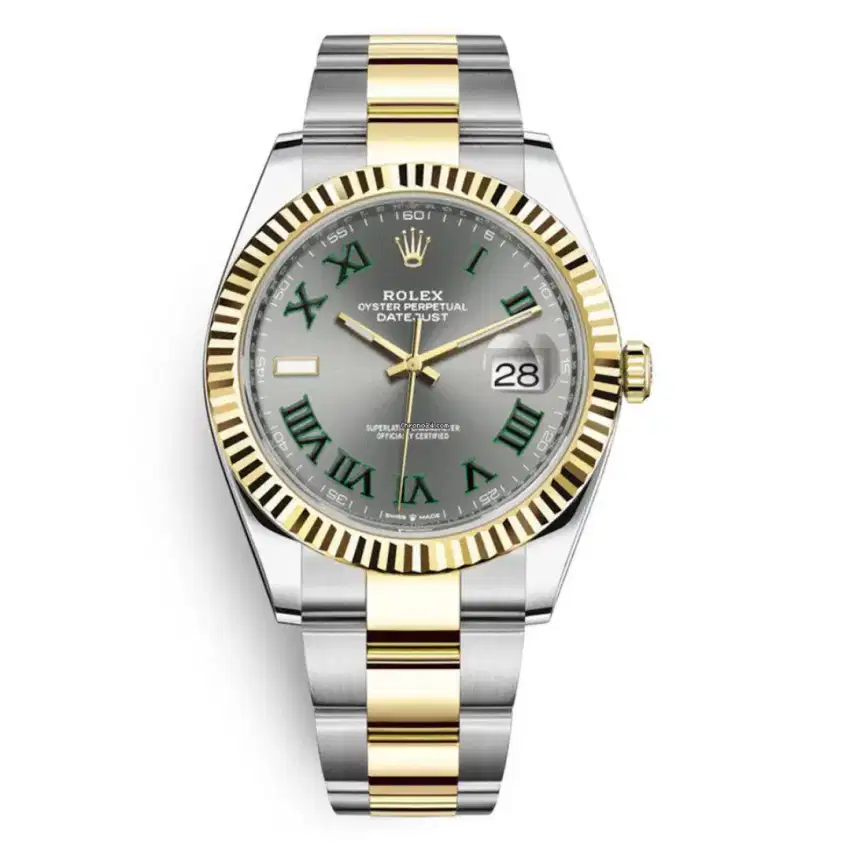 Rolex Wimbledon Dial Datejust II 41m 18K Yellow Gold Oyster Fluted