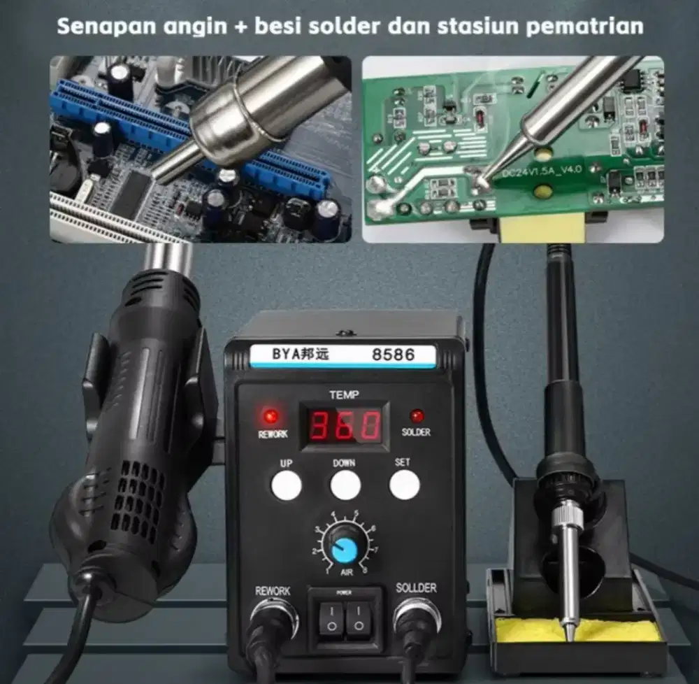 Stasiun Solder 8586 700W 2 in 1 Hot Air Gun Solder Besi 220V