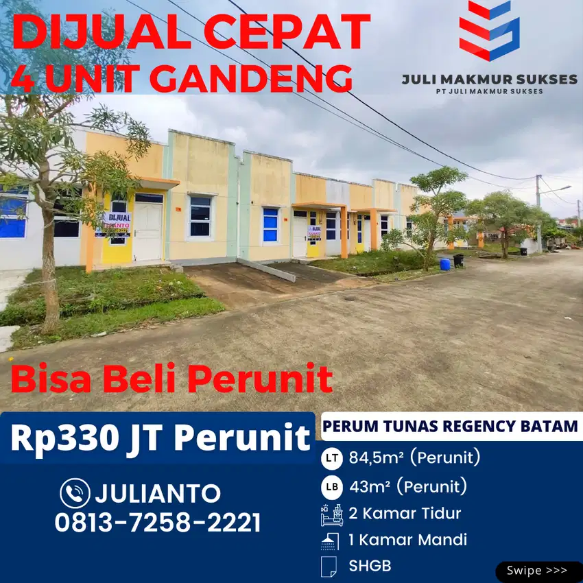 Dijual CEPAT 4 Unit Rumah Gandeng di Tunas Regency Cluster Amaryllis