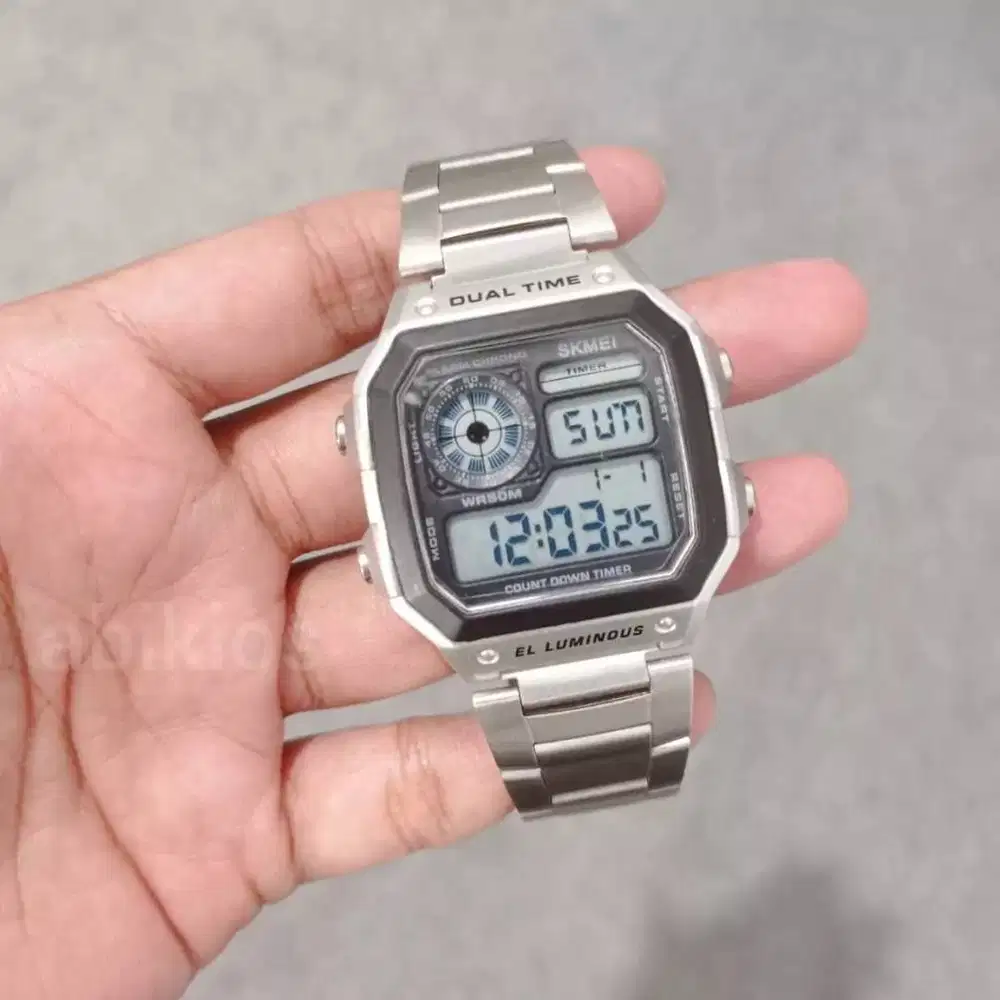 Jam tangan square digital sport original ab1335 silver stainless steel