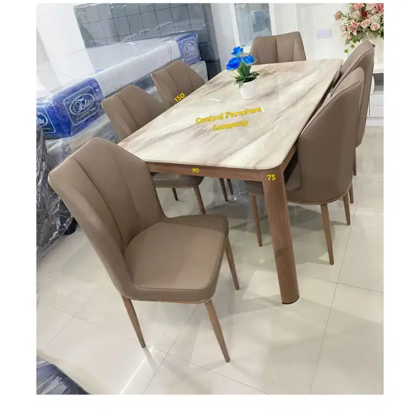 MEJA MAKAN 1906-6 MARMER KAKI BESI MURAH