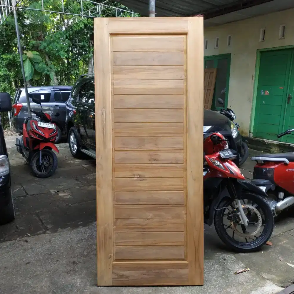 Daun pintu kayu jati model minimalis panel