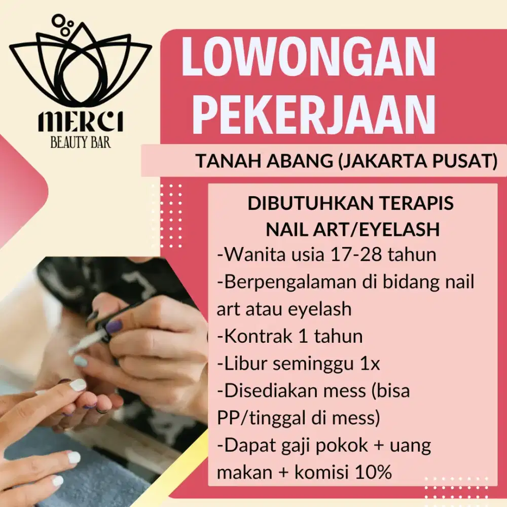 Loker lowongan pekerjaan nailist eyelash nail beauty therapist terapis