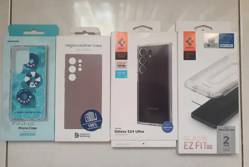Case dan Tempered glass Ori Samsung dan Spigen S24 Ultra