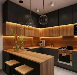 interior design kitchen set kamar set wardrobe lemari backdrop tv