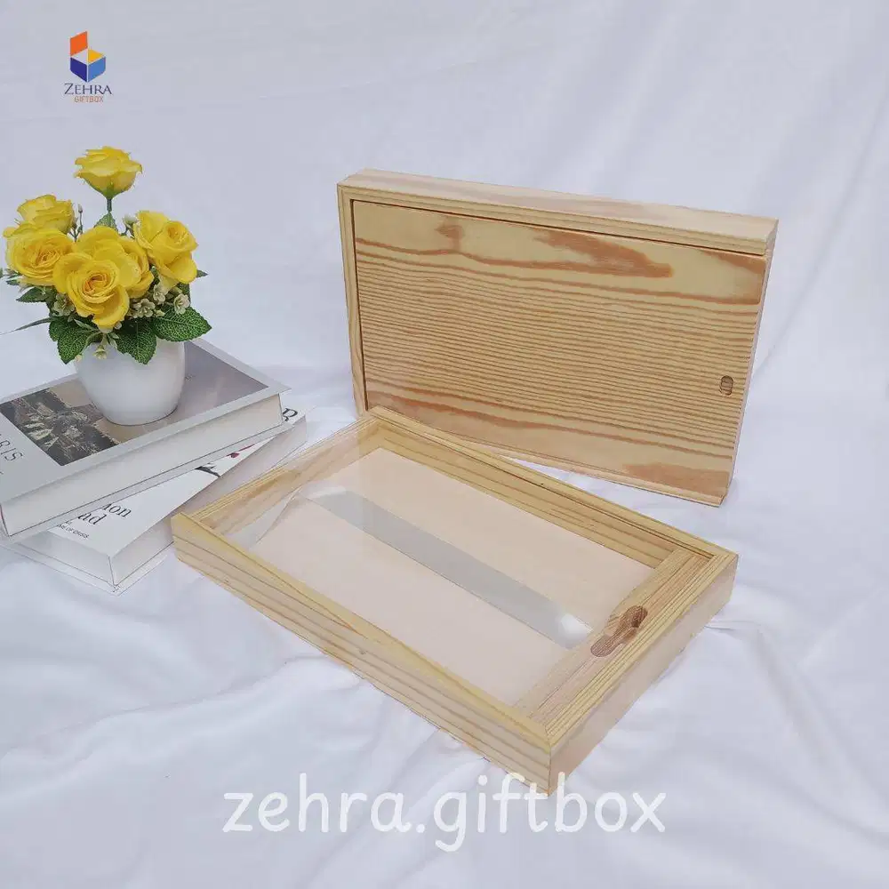 Kotak Album Foto Bahan Kayu Jati Ukuran 32x22 Tutup Kayu Custom Murah