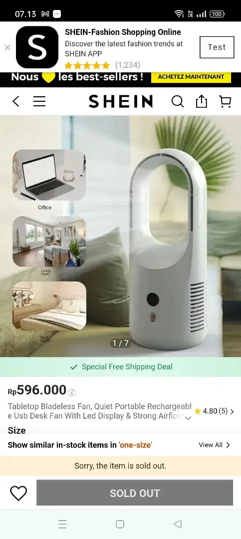 Kipas Angin Desktop Bladeless Fan
