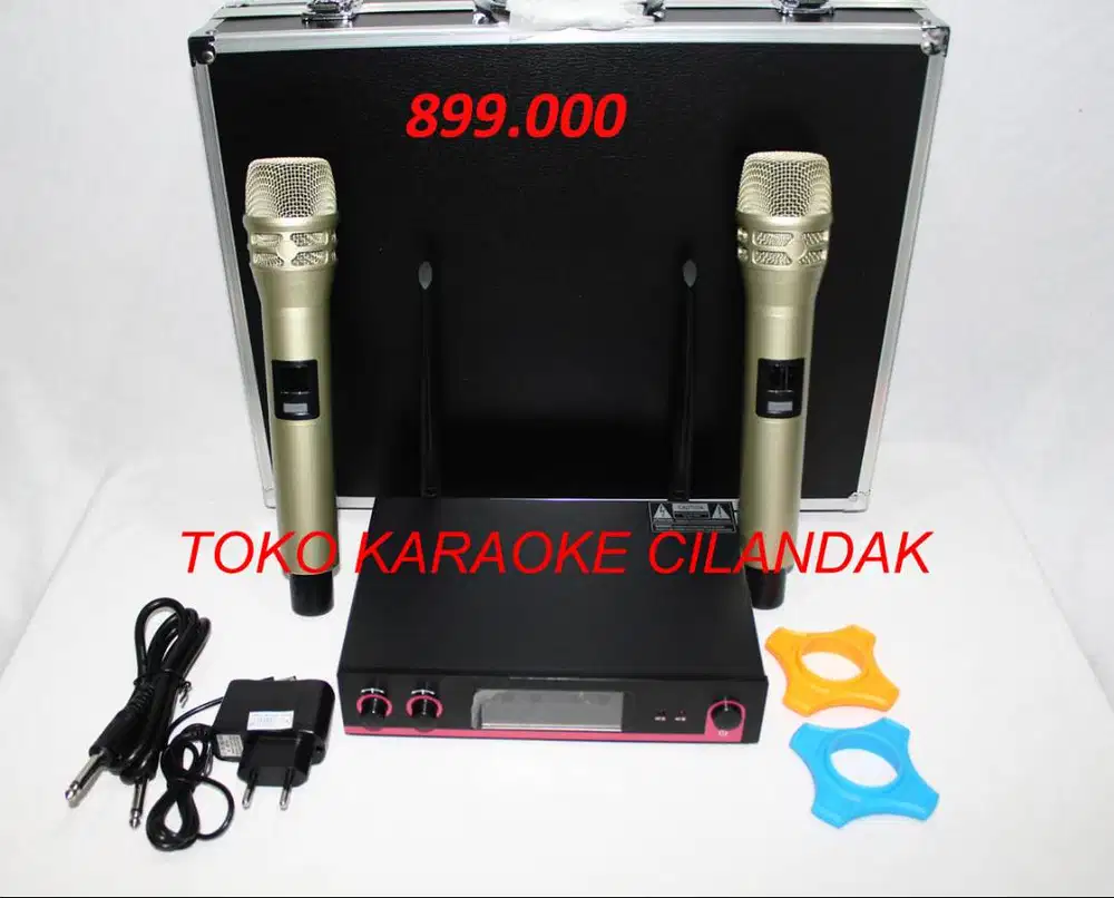 MICROPHONE WIRELESS 2 MIC  1set =receiver +2mic +kabel+adaptor+ KOPER