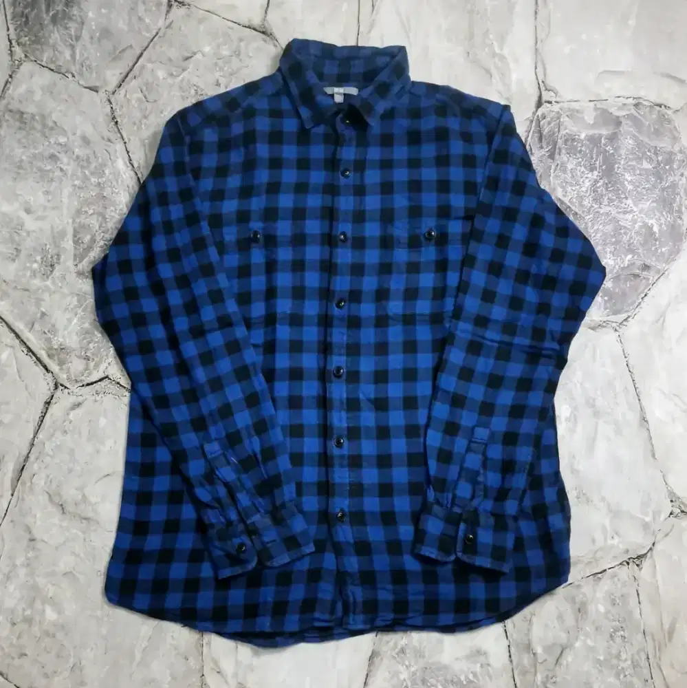 UNIQLO Original Long Sleeve Flannel Shirt Kemeja Lengan Panjang