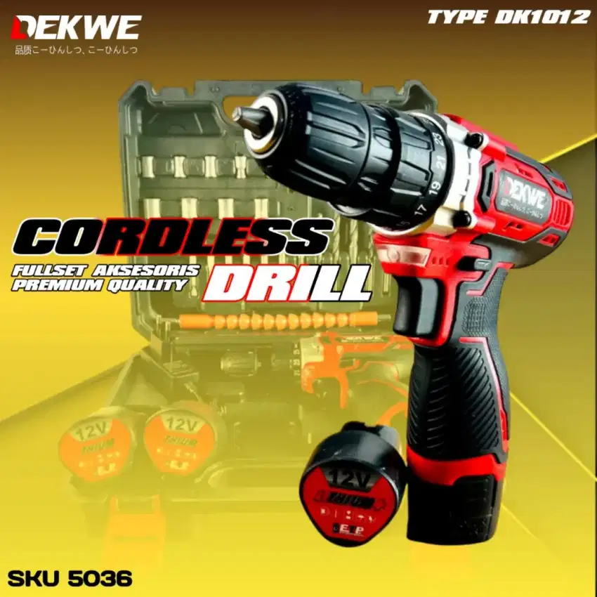 Bor Baterai drill cordless type 12v dobel baterai fast charging