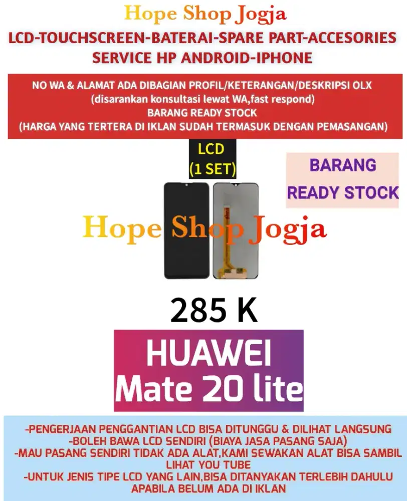 Service HP-Touchscreen/Baterai-LCD Huawei Mate 20 Lite