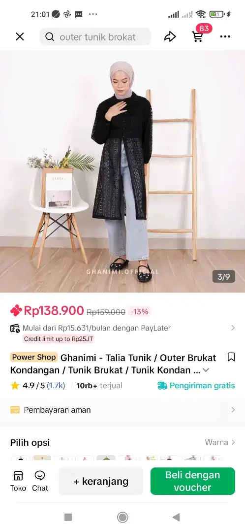 Tunik brukat | tunic brokat | outer hitam | Tunik kondangan