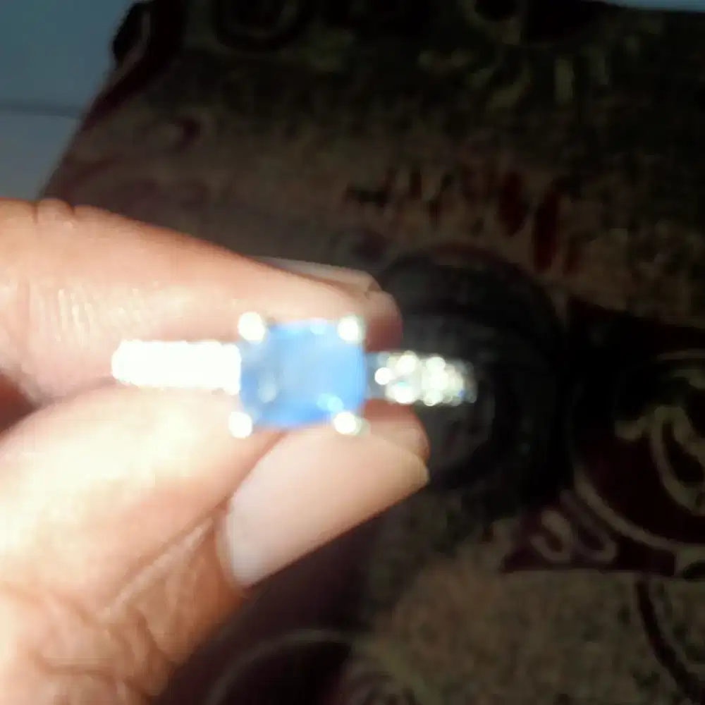 Blue safir cyelon ring perak
