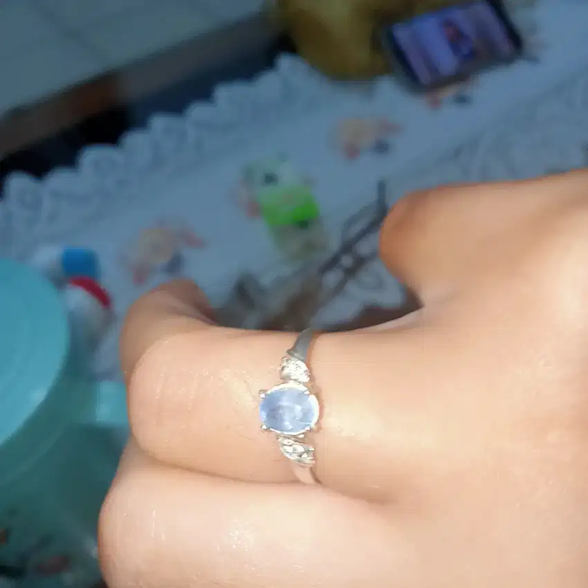 Cincin blue safir ring perak