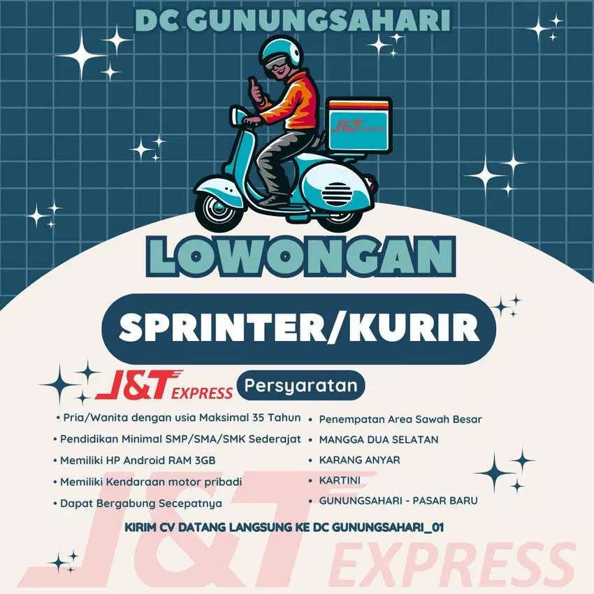 Lowongan Kurir/Sprinter delivery J&T EKSPRESS