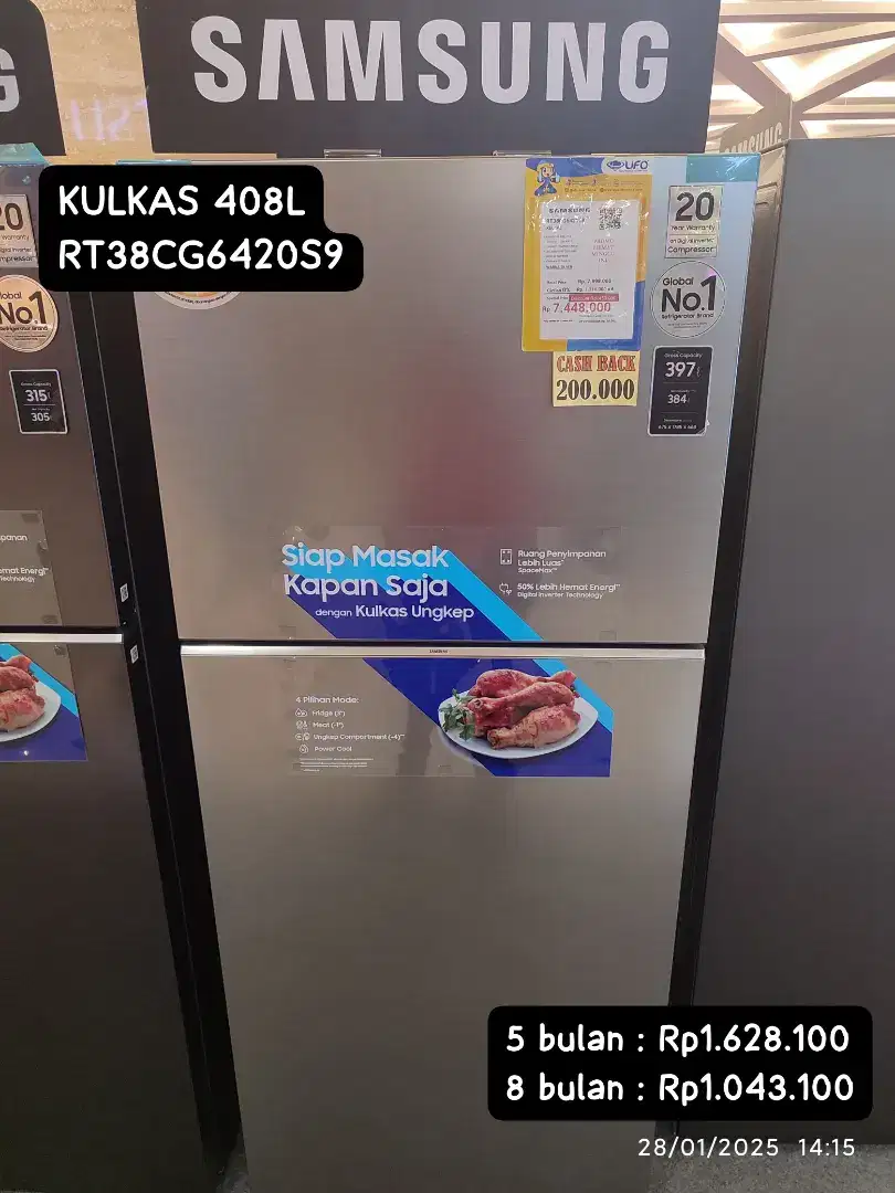 Kulkas Samsung 408L promo cicilan free DP