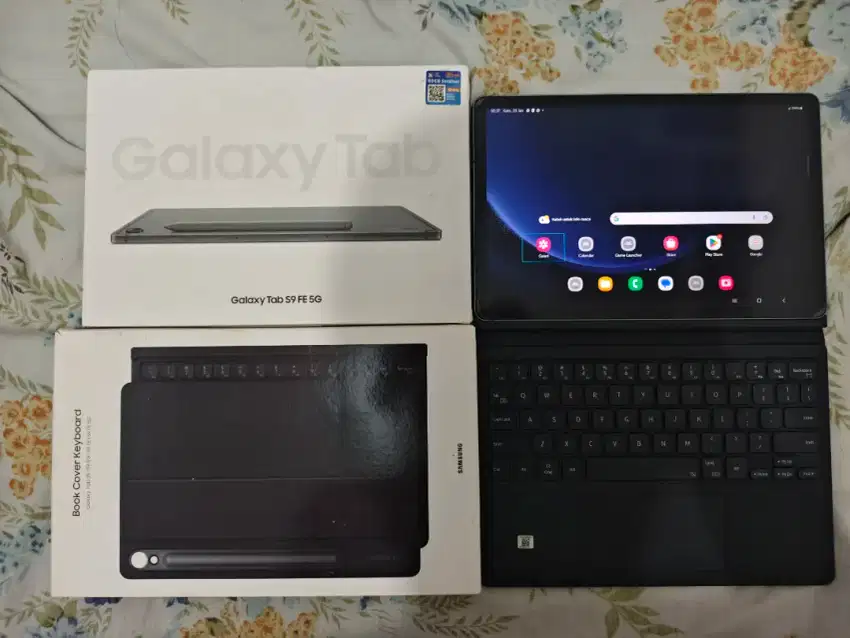 Tab S9 FE 5G + keyboard ori maret 2025 samsung 6/128gb