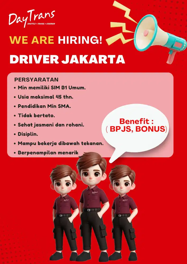 LOWONGAN DRIVER SHUTTLE (BI UMUM)