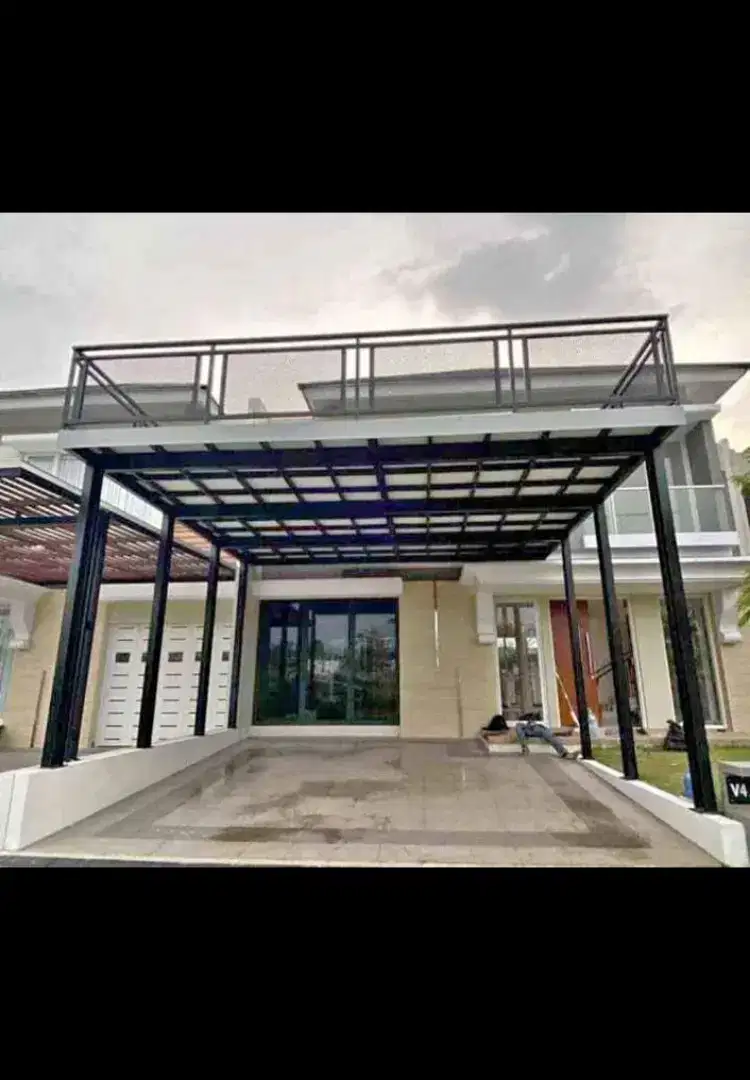 Kanopi atap alderon single layer + talang air modern