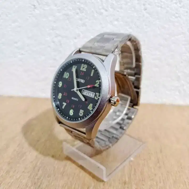 Jam tangan analog tali stainless steel original tanggal ab9112 black