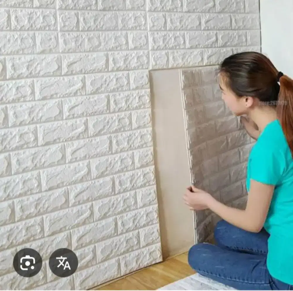 Walpaper dinding motif bata putih